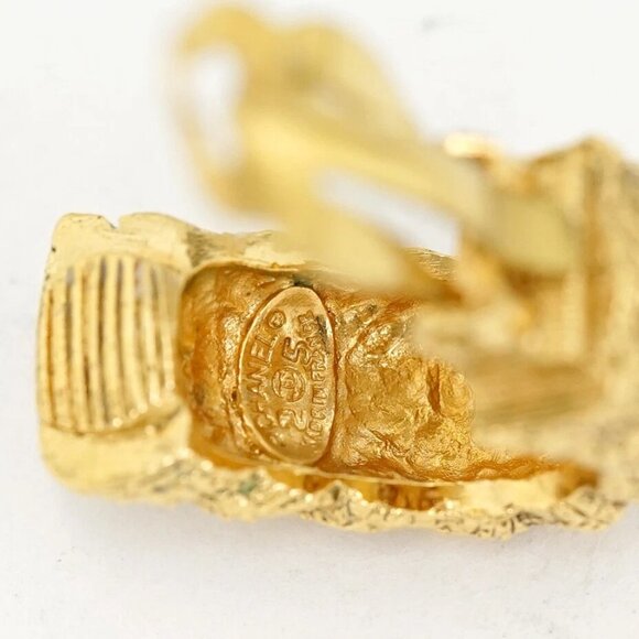 CHANEL Triple Hoop Drop Dangle Earrings Gold Tone 25 Auth w/Box l1043 - Picture 5 of 6